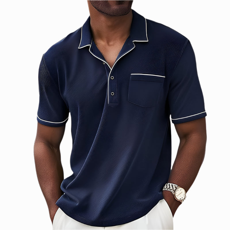 Men's - Polo Shirt - Colorblock Short Sleeve - Modern Casual Top