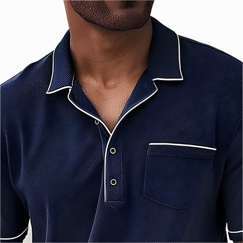 Men's - Polo Shirt - Colorblock Short Sleeve - Modern Casual Top